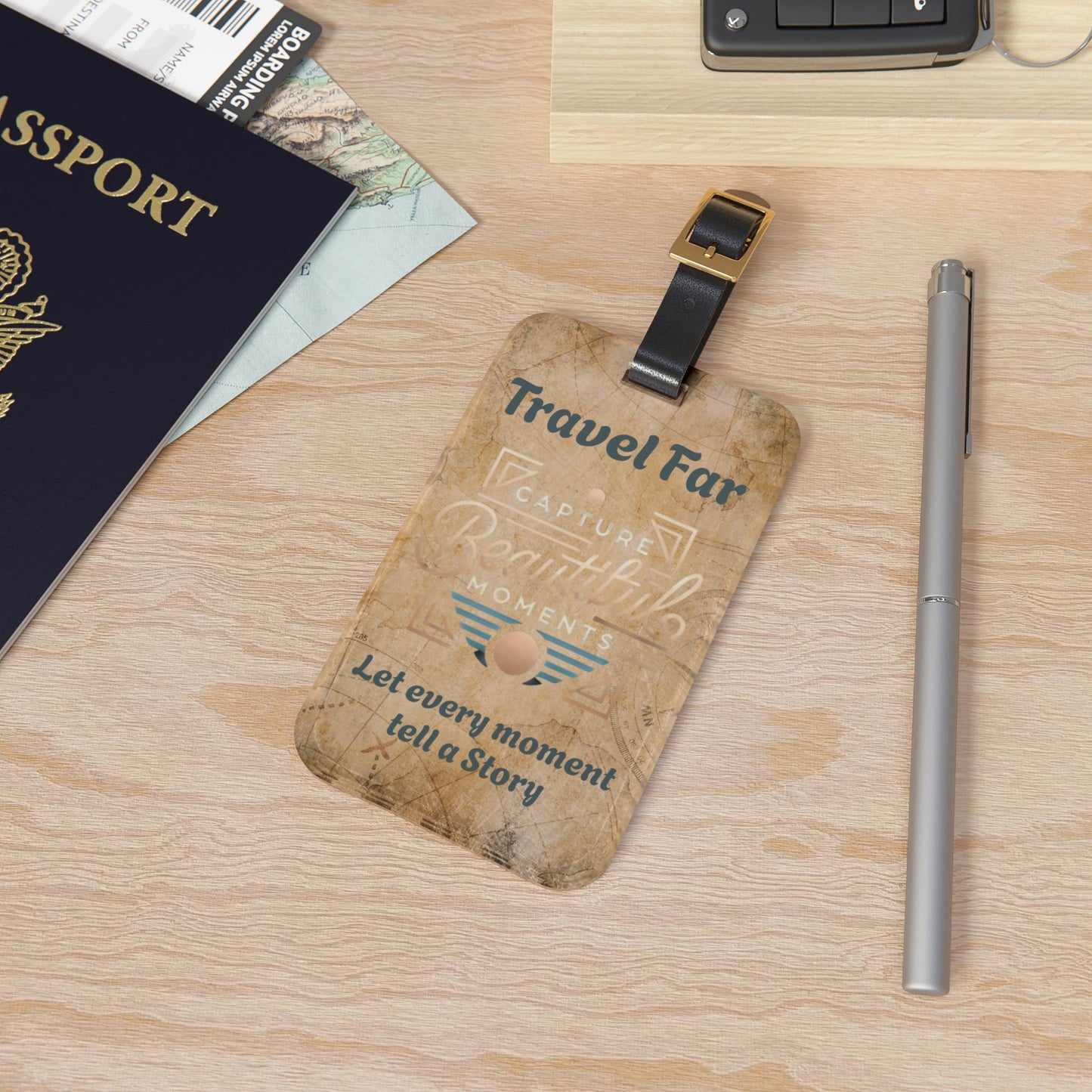 Travel Far Luggage Tag - Capture Beautiful Moments - Perfect Gift for Travelers
